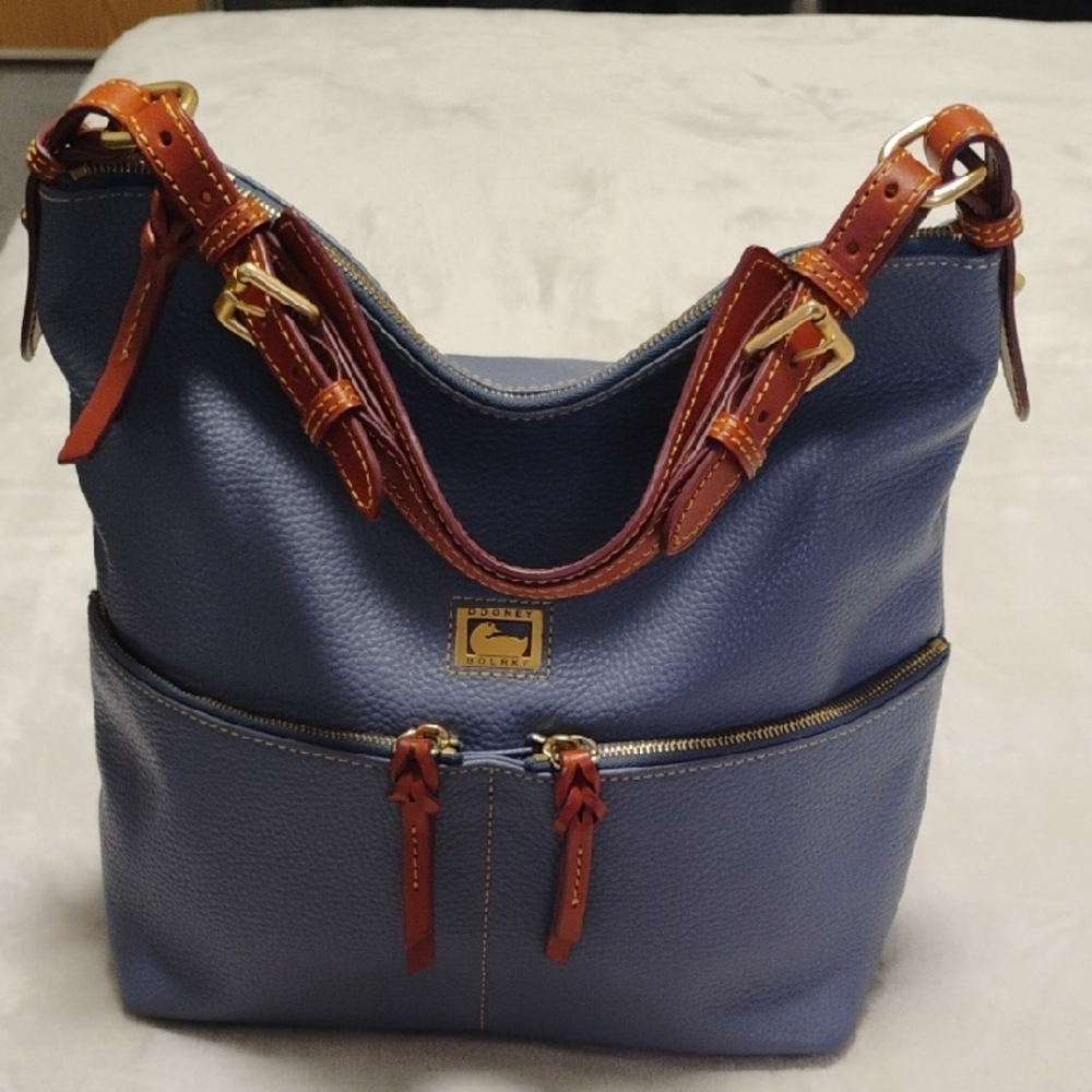 Dooney & Bourke Blue and Tan Shoulder Bag